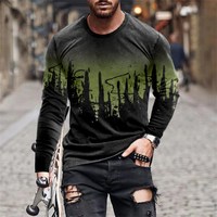 3D Printed Men's Long-Sleeved T-shirt, Round Neck, Spring And Autumn Oversized Top, Printed Millennium Casual Men's Clothing