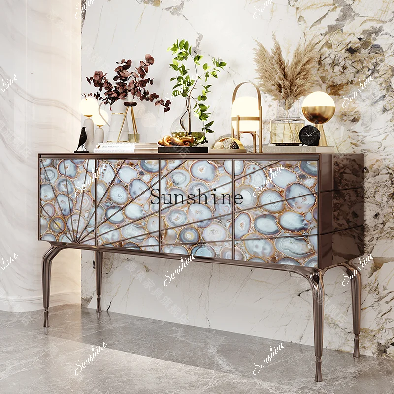 Italian light luxury dining side cabinet villa high-end living room entrance cabinet  FT