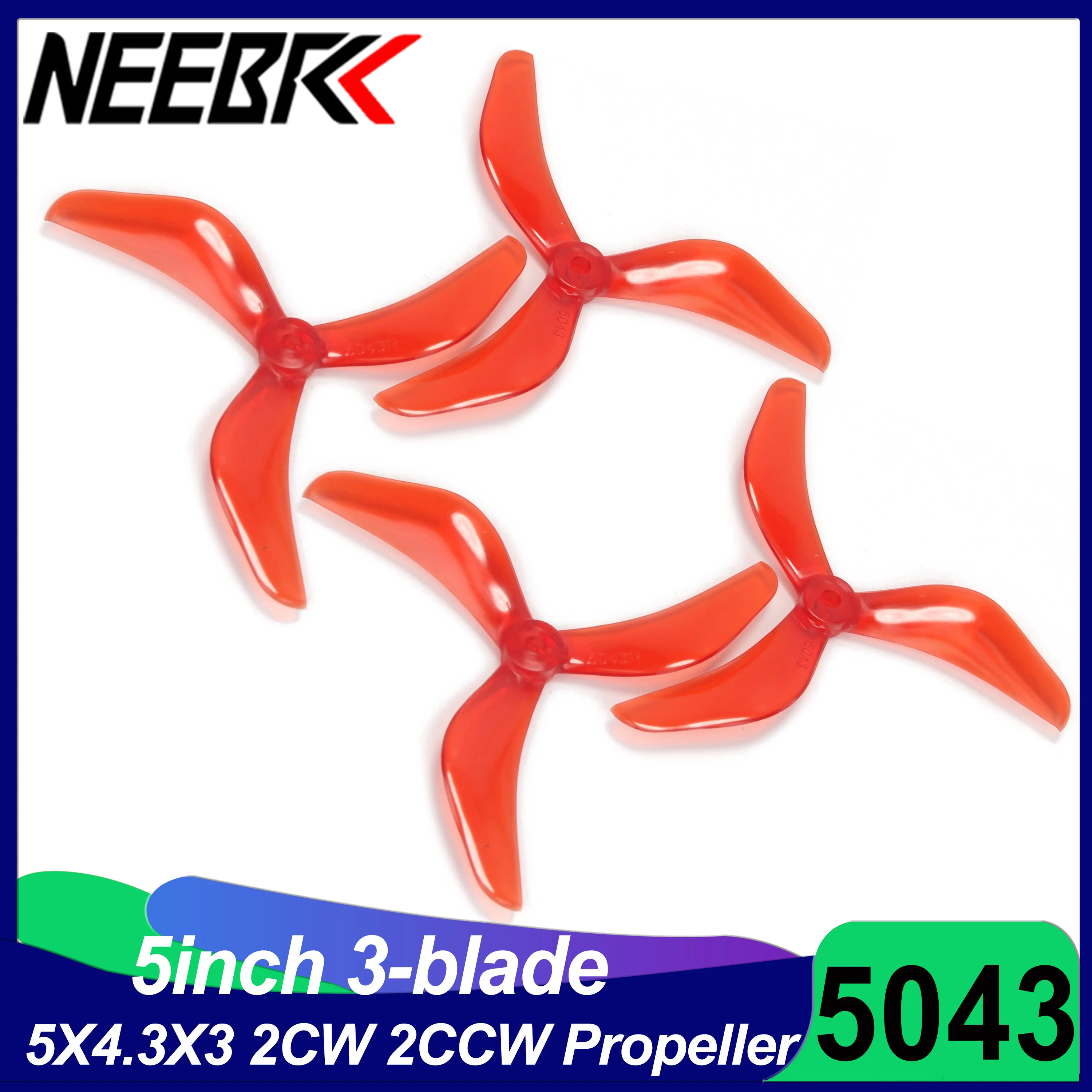 2Pairs NEEBRC 5043 3-Blade Props 5X4.3X3 CW CCW Propeller for FPV 5inch Drone Quadcopter Multicopter X-Class Mark4 Freestyle DIY