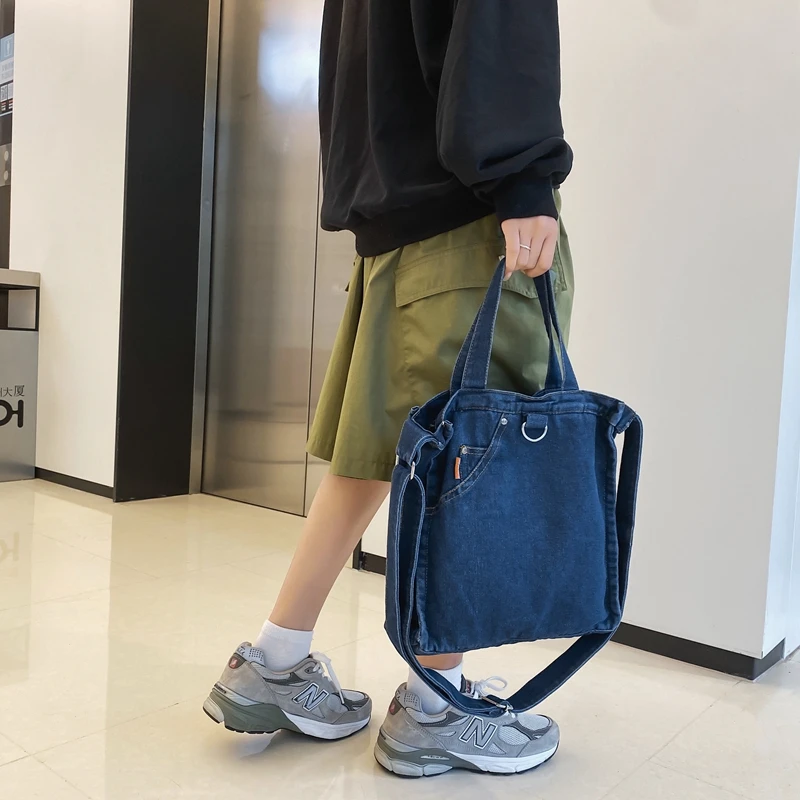 2023 Denim Damentasche Jeans Schulter Kreuztaschen Unisex Shopping Eco Bag Koreanische Canvas Messenger Bag Y2K Student Tote Handtaschen