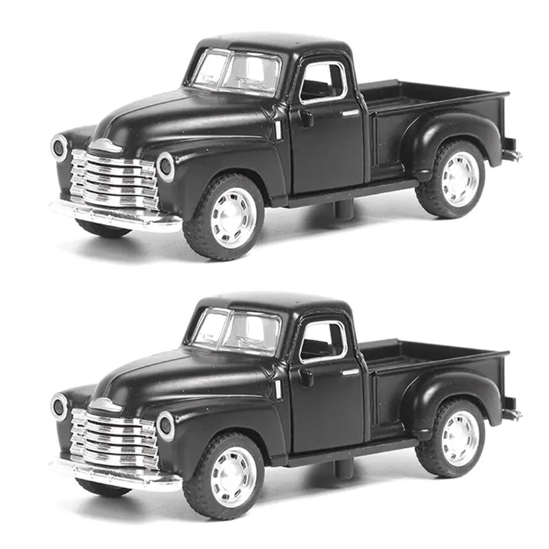 ABMI-Retro Old Pickup Truck Model Vintage Truck Figurine Alloy Car Vehicle Model Table Centerpiece Truck Decoration Black,