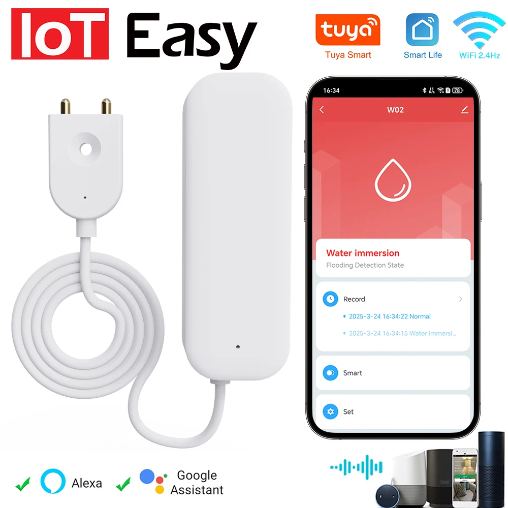 Tuya Smart WIFI Water Leakage Sensor Alarm Water Level Detector Flood Leakage Sensor APP Remote Control Security Alarm System