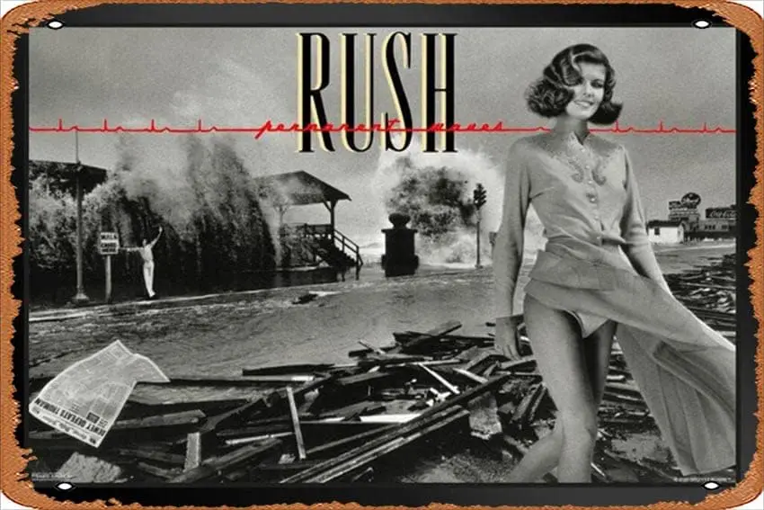 Vintage Tin Signs Rush Permanent Waves Album Cover Art Retro Vintage Style Rock Band Music Poster 8 x 12 inch