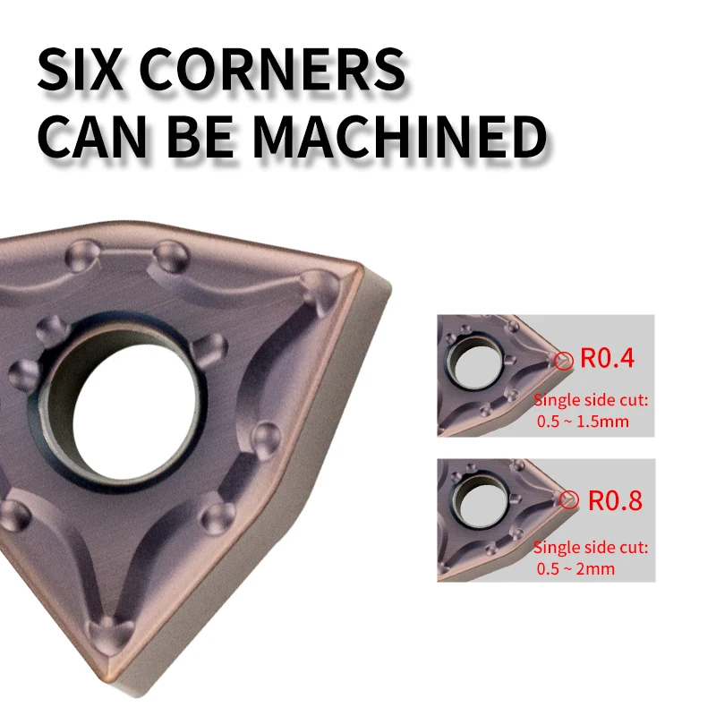 Imagem -02 - Carboneto de Inserção para Mwlnr Ferramenta de Torneamento Externo Wnmg r l Lâmina Aço Inoxidável Cortador Cnc Torno Wnmg080404 Wnmg080408