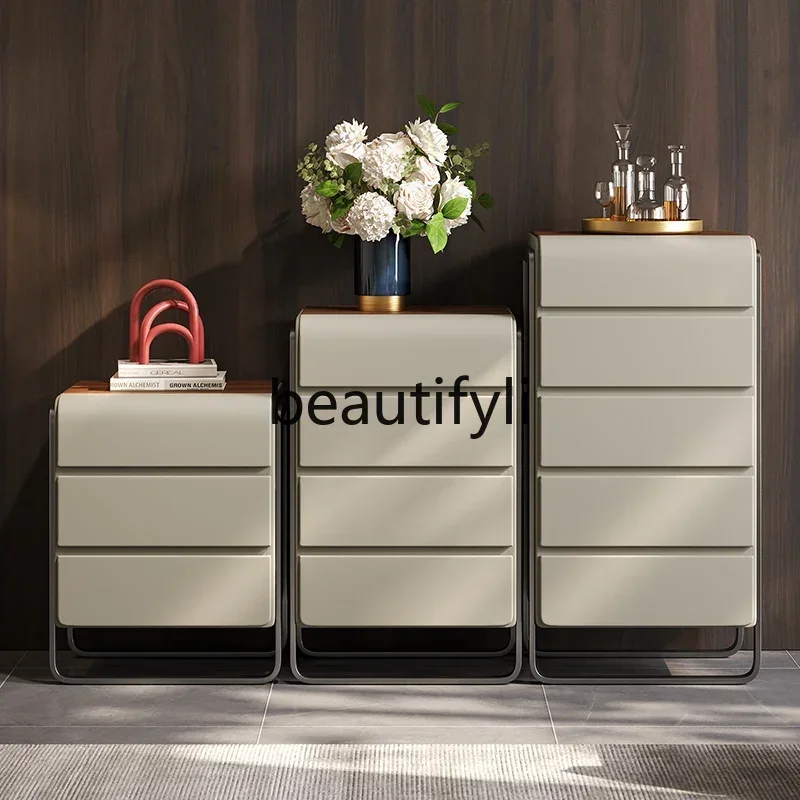 09 خزانة بأدراج تخزين لغرفة النوم من خشب الجوز الفاخر والحديث المخصصة وثلاثة أربعة ستة خزانة عمودية #3