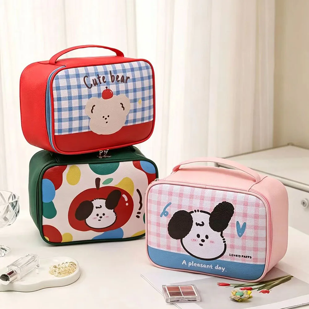 Travel and business makeup case, high-value and large capacity checkered storage suitcase, toiletry bag, makeup bag