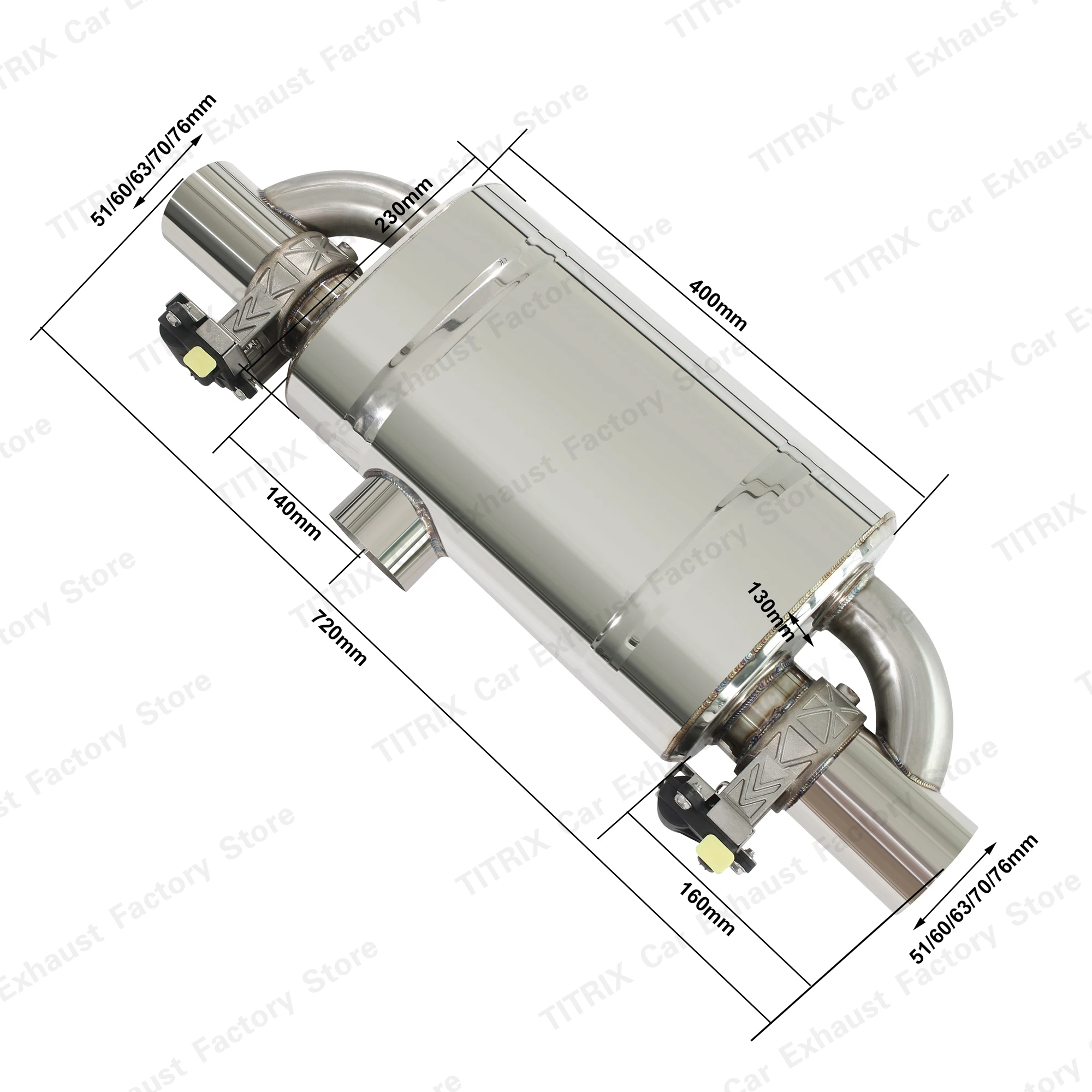 T Shape Valved Muffler Kit Center In Dual Out Performance Electric Valve Exhaust Cutout With Remote Controller Car Accessories