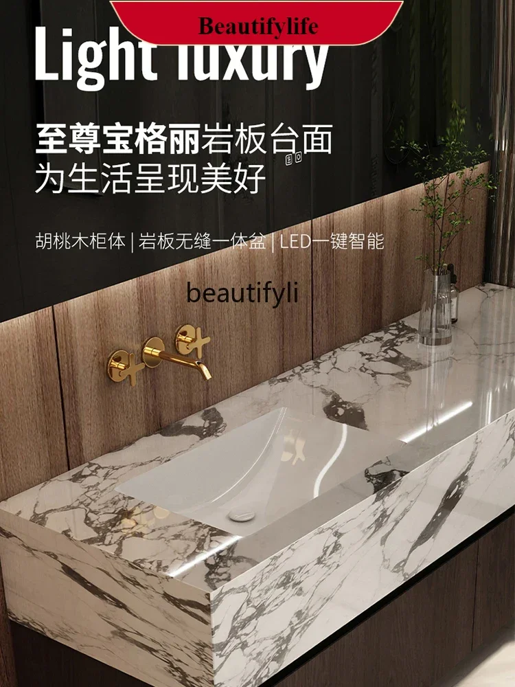 

F185 Rock slab ceramics integrated seamless bathroom cabinet combination, washstand, hand washbasin