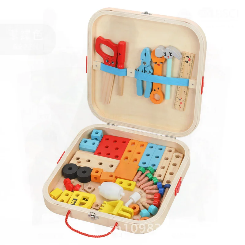 Children's DIY Multifunctional Wooden Toolbox Simulation Screw & Nut Play Set Boys Educational Hand-On Brain Activity Toy