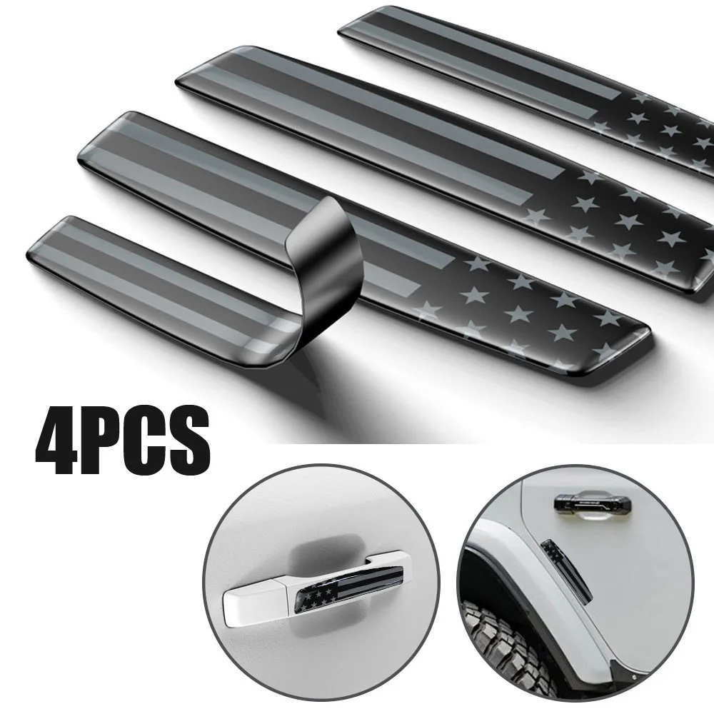 

4pcs Car Door Handle Anti-collision Strip Edge Guards Trim Auto Door Edge American Flag Styling Anti Scratch Sticker Accessories
