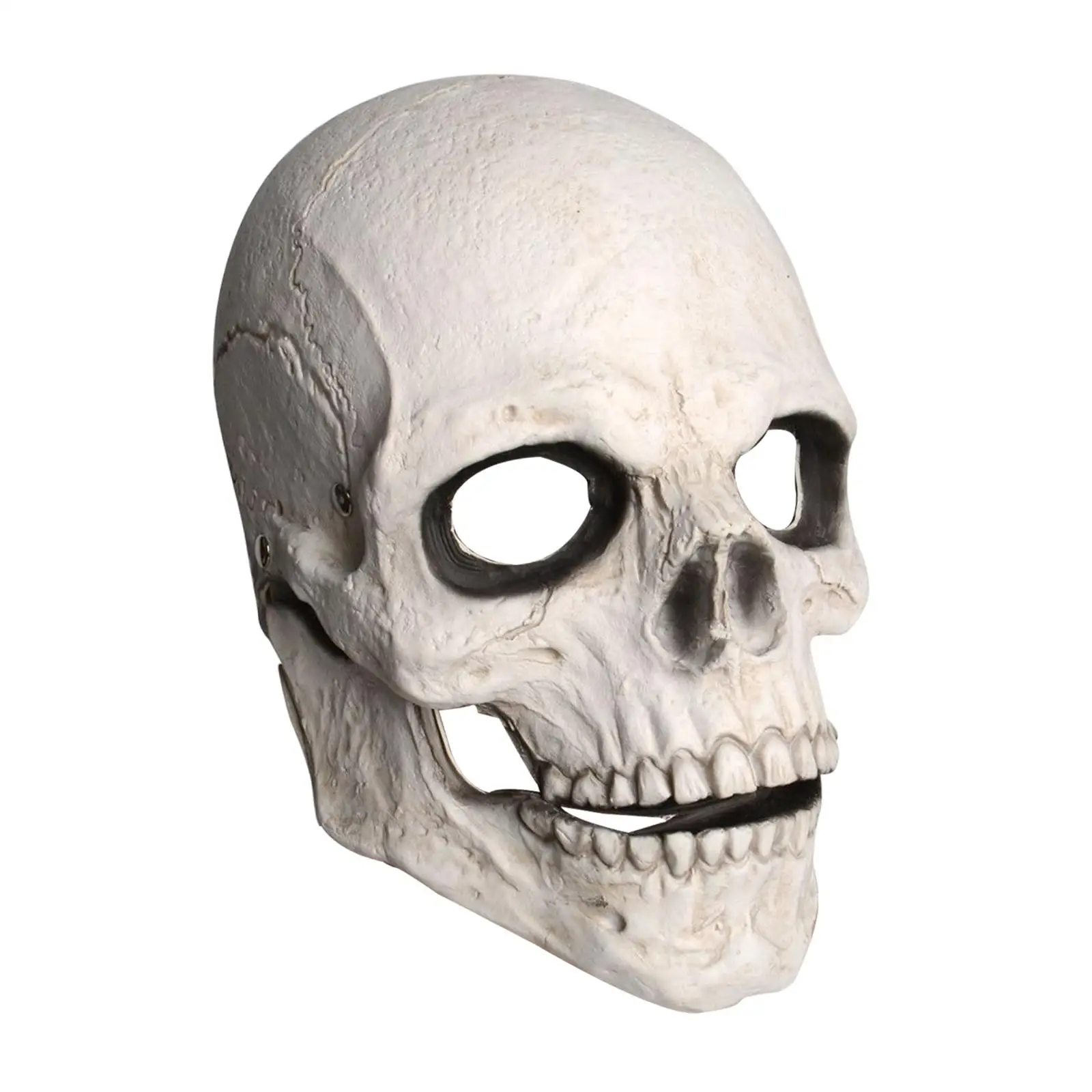Skull Mask Realistic with Moving Jaw Scary Decorative Latex Helmet Skeleton Helmet for Cosplay Costume Outdoor Adult Carnival