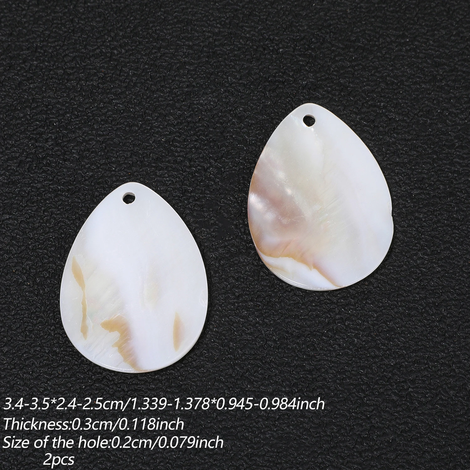 2Pcs  25x35mm Waterdrop Side Hole Shell Pendants DIY Jewelry Making Handmade Beading Fresh  Necklace Components Charms Supplies