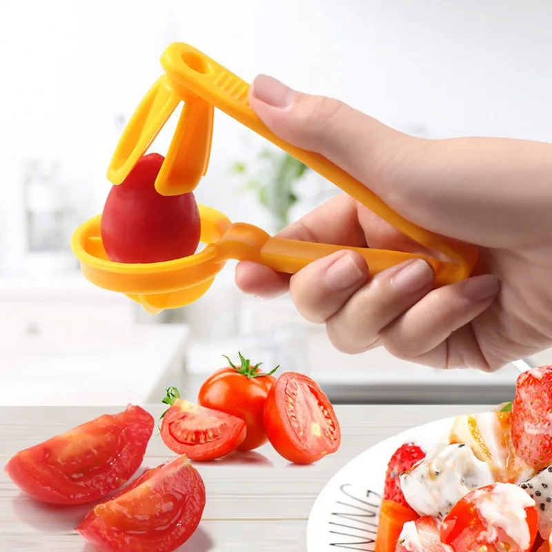Cortador de tomates cherry, utensilios de cocina, divisor de tomates y frutas para el hogar - Pequeño utensilio de cocina, cortador de frutas muy solicitado