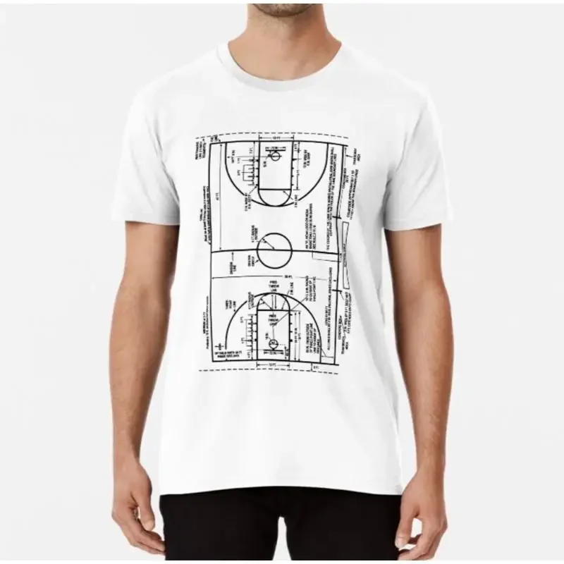 Basketball T shirt Court Blueprint 100 Premium Cotton