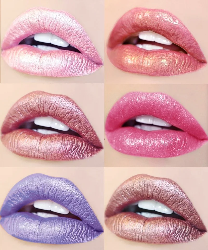 6 Colors Polarized Lip Gloss Glitter Matt Liquid Lipstick Waterproof Glaze Bright Flash Mermaid Pearlescent Bright Lip