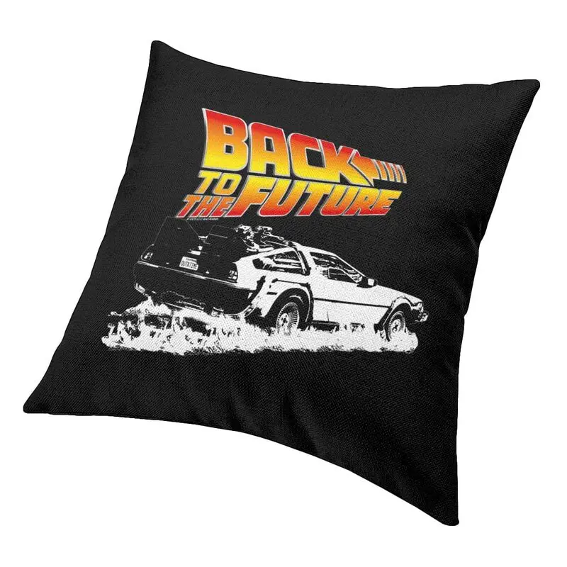 العودة إلى المستقبل غطاء الوسادة 45x45 سنتيمتر ديكور المنزل ثلاثية الأبعاد الطباعة DeLorean النار المسارات رمي كيس وسادة للسيارة على الوجهين