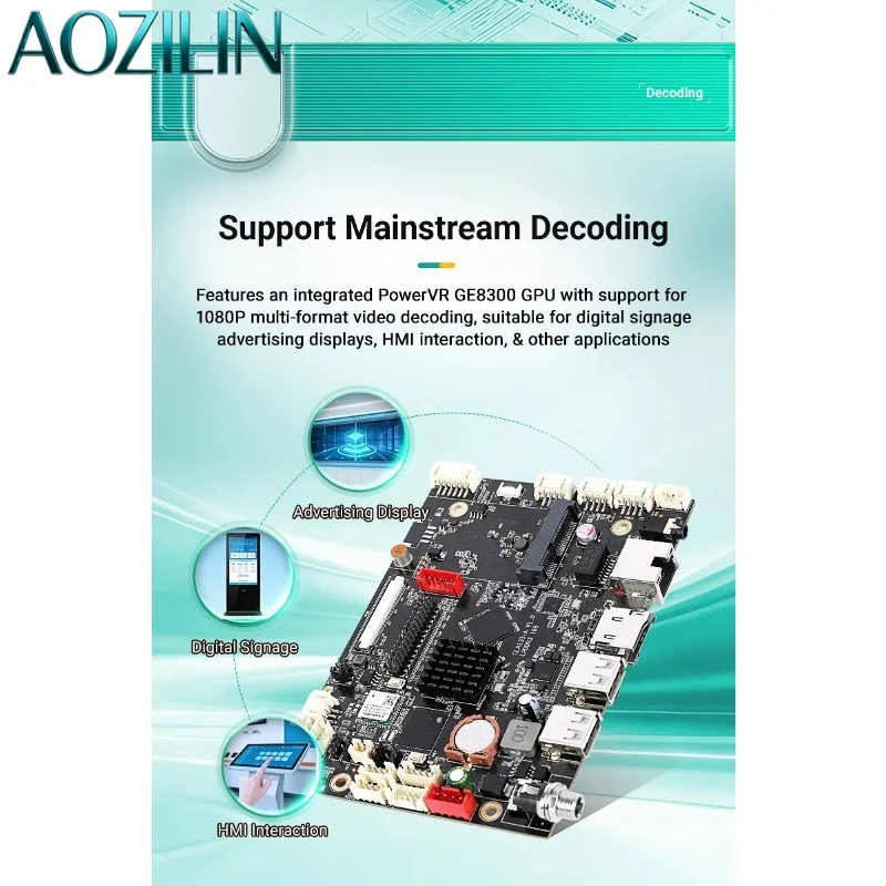 AOZILIN CLA133-A Android 10 Development Board 4G LTE WiFi6 BT A133 Industrial Control Board 4K LVDS MIPI Advertising Motherboard