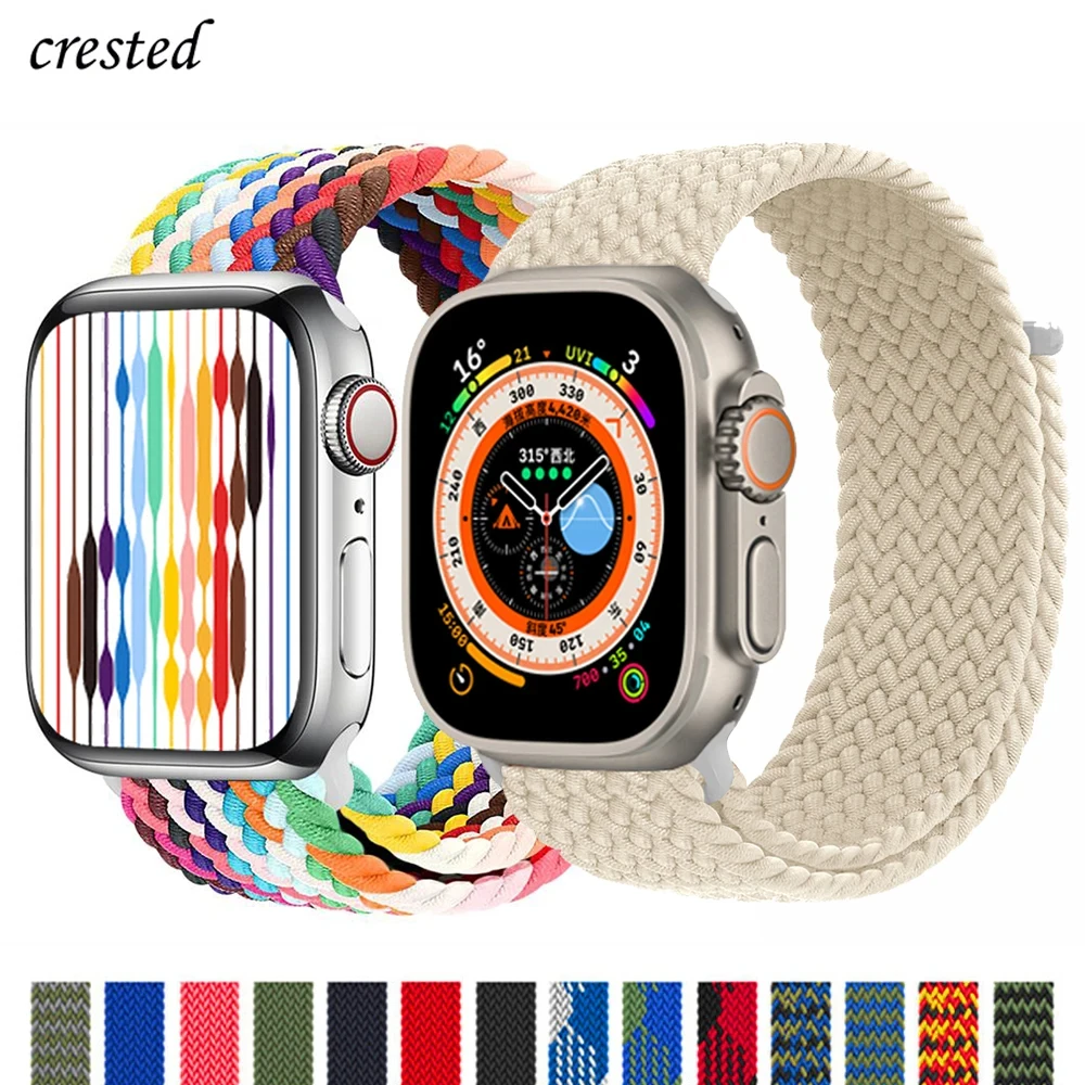 Correa elástica trenzada para Apple watch, banda de 40mm, 44mm, 49mm, 45mm, 41mm, 38mm, 42mm, iWatch series 9 8 7 se Ultra 2