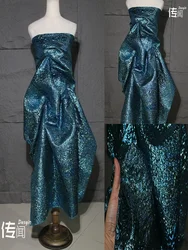Blue Jacquard Irregular Fabric Heavy Texture Vintage Three-dimensional Pleated High-grade Background Clothing Designer Fabrics