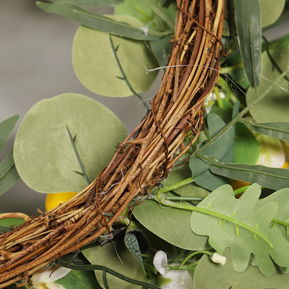 

1pc Artificial Lemon Wreath Summer Simulation Flower Decor For Front Door Hanging Welcome Wreath Festival Garland