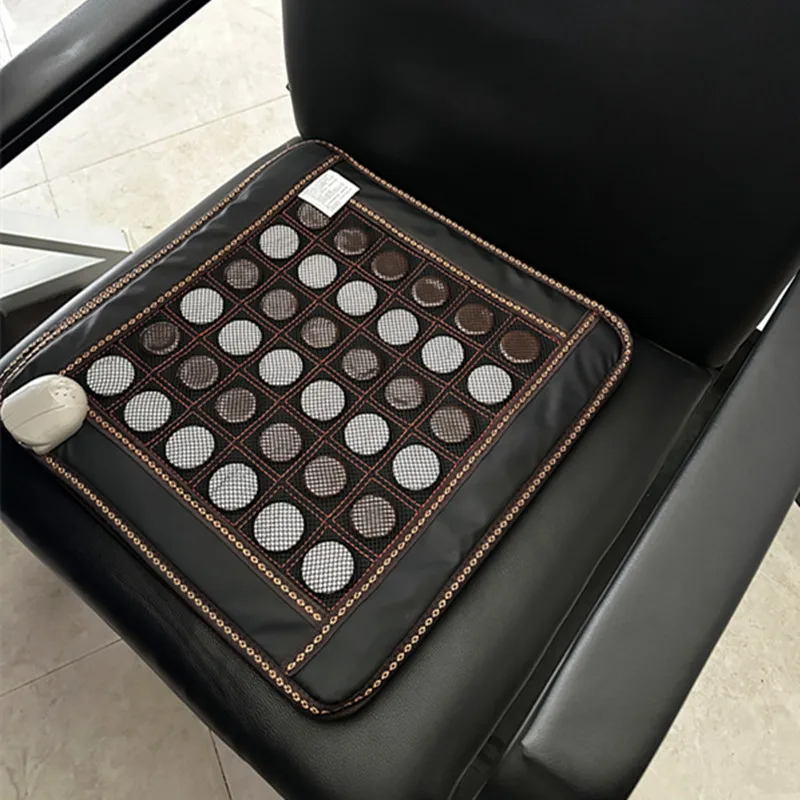 45cm Natural Cool Jade Tourmaline Electric Heating Therapy Mat Car Office Seat Cushion Pad Winter Warm Hip Back Pain Relief