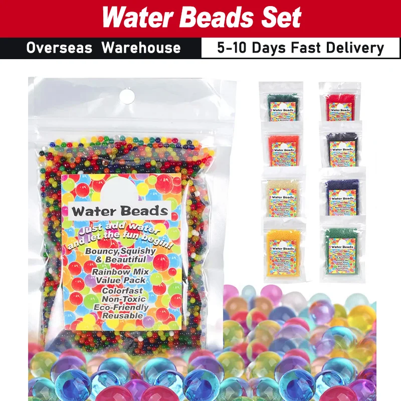 30000pcs Water Beads Rainbow Mix Crystal Soil Non-Toxic Bottled Package for Inside Decoration Air Fresh Children Toy