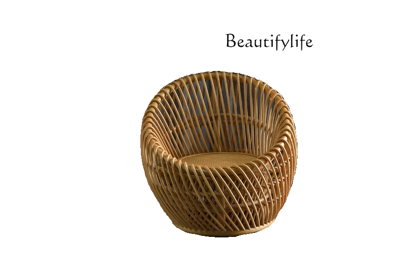 Ivy rattan chair intangible cultural heritage rattan Indonesian agate rattan resort hotel leisure chair Teng chair