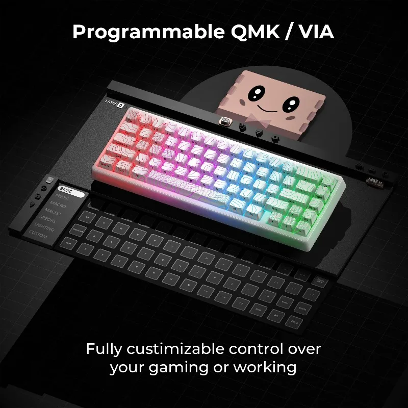 XVX M67 JadeStone Mechanical Keyboard IMD‑Tech Keycaps Hot Swappable Gasket Tri Mode RGB Keyboard for Office Gaming Desktop