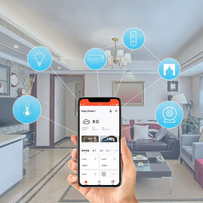 Sistem Kontrol Terintegrasi Otomatisasi Rumah Modern Produk Rumah Pintar WIFI Aman Alexa & Google dengan Integrasi Aman