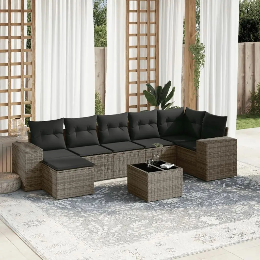 

Garden Sofa Set Outdoor Furniture Grey Dark Grey Cushions Comfortable Seating All Weather Resistant Stylish Patio Decor