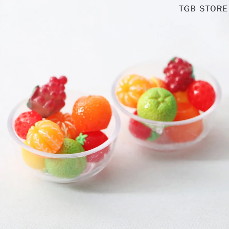 1:12 Dollhouse Miniture Transparent bowl with 8pcs Fruits Accessories Decoration toys