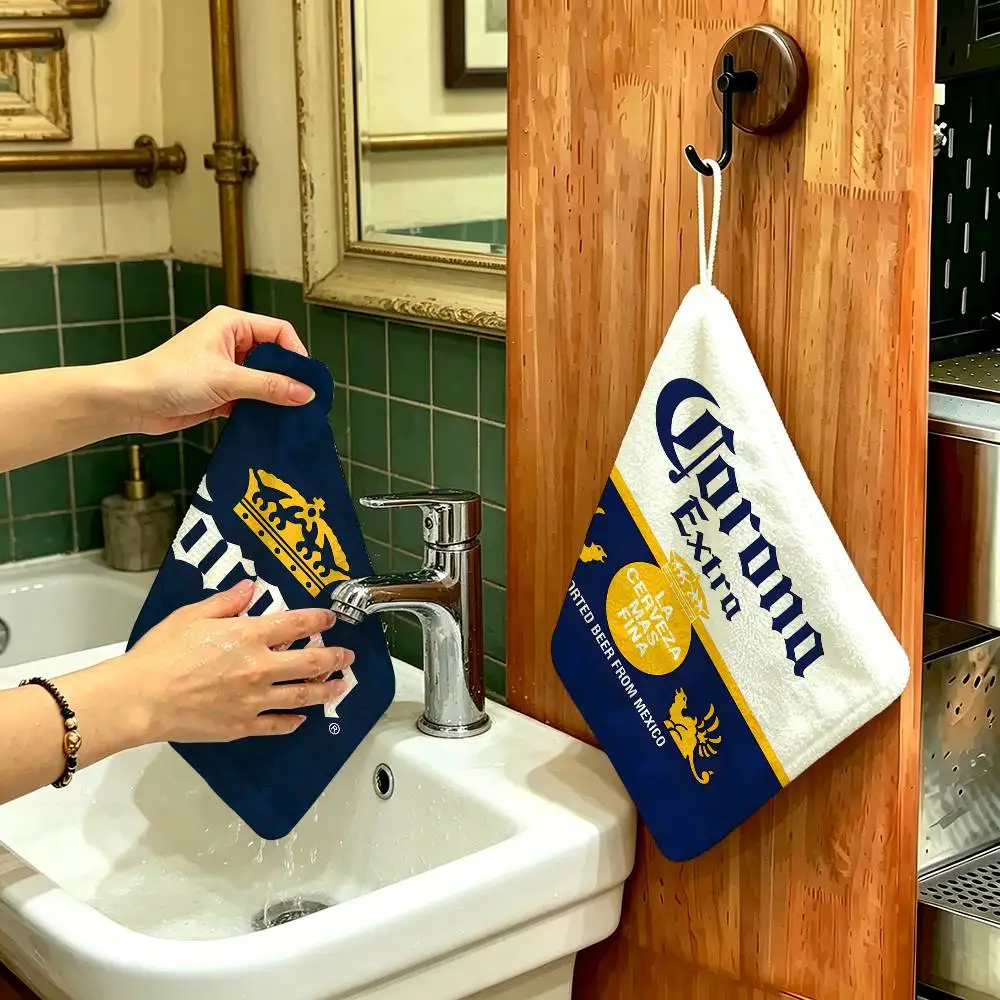 C-Corona E-Extra Beer Hanging Style Hand Wiping Towel, Polyester Cotton, Anti-fade for Indoor Kitchen Living Room