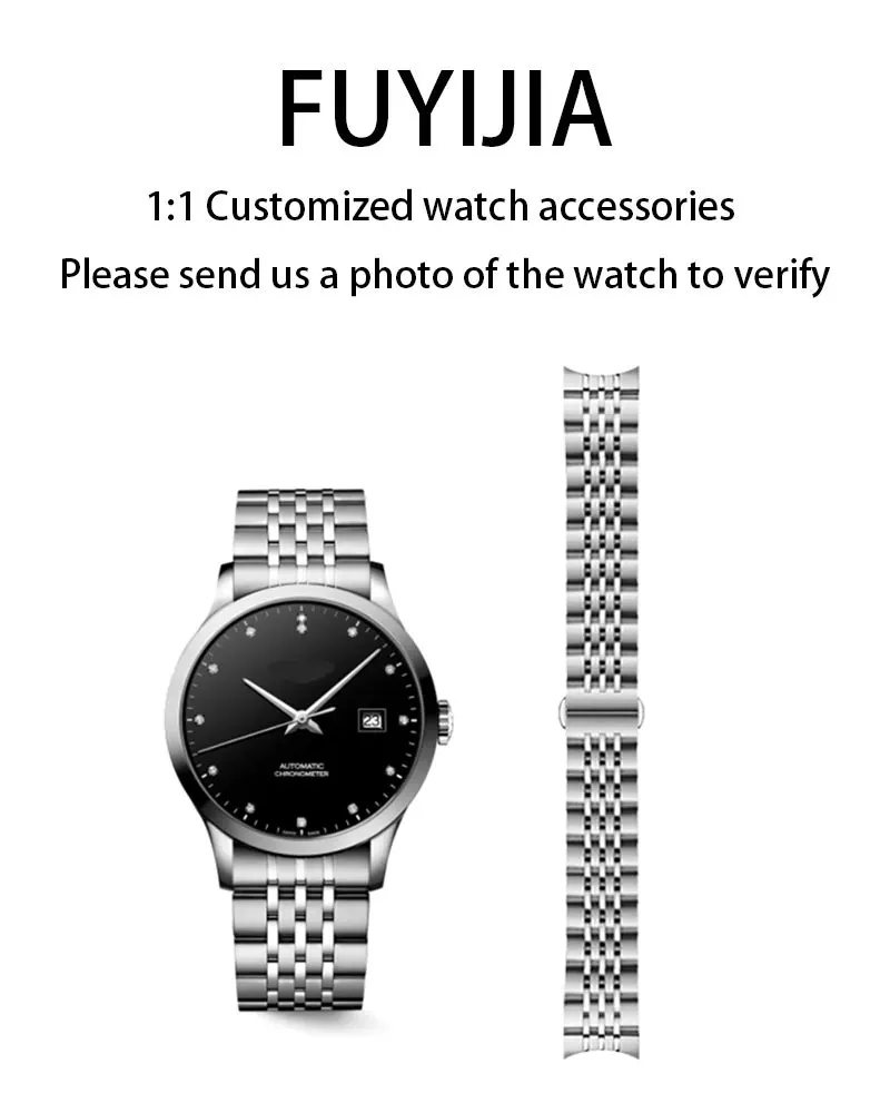 

FUYIJIA Custom L-ongines L2.821 Original Watch Chain 20MM 19MM 15MM 13MM Watchbands 316L Stainless Steel Strap Watch Accessories