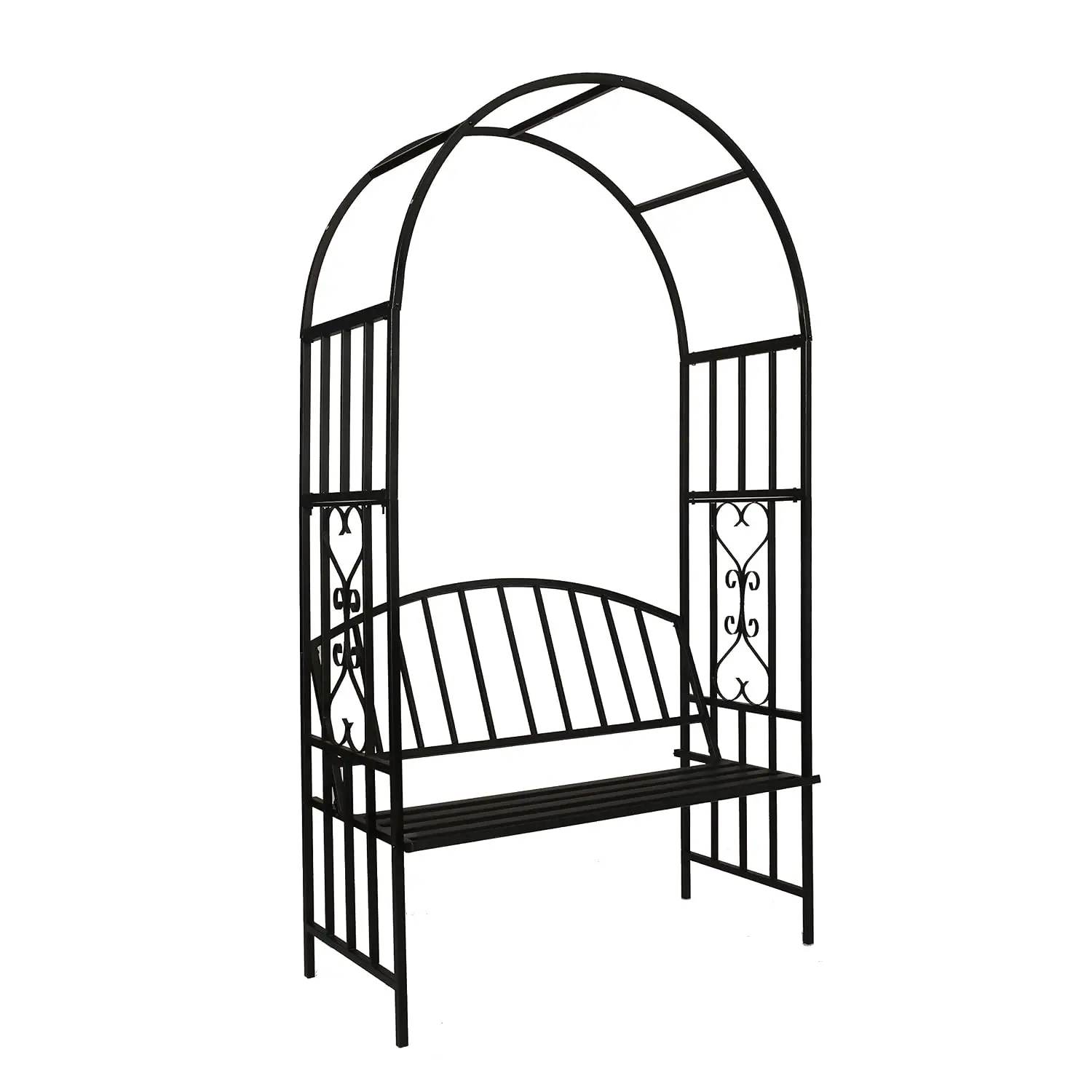 Steel Garden Arch with Seat for 2 People, 6'7