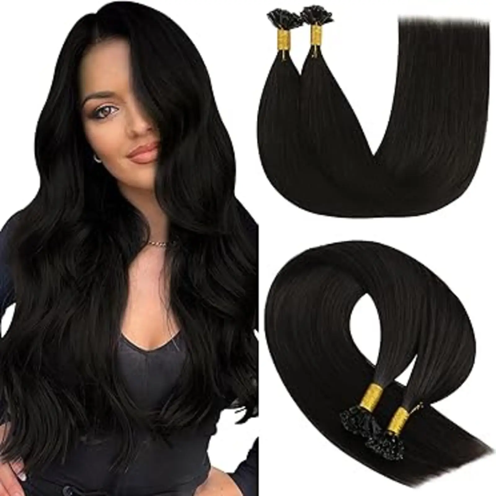 YoungSee U Tip Hair Extensions Pre Bonded Keratin Fusion Nail U tip Pure Color Fusion Extensions Silky Straight 50g/50s