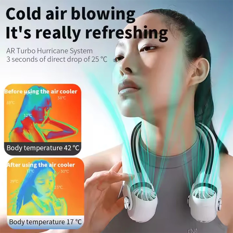 Xiaomi Lazy Leaveless Sport all'aria aperta Turbina telescopica Vento rotante Ventilatore appeso al collo Ventilatore appeso al collo Ventilatore portatile estivo fresco