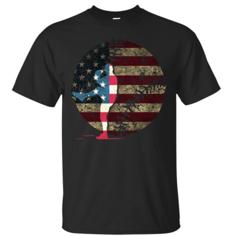 America Flag Baseball Pitcher Mens T Shirt. Short Sleeve 100% Cotton Casual T-shirts Loose Top Size S-3XL