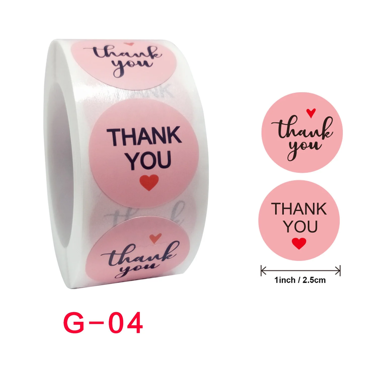 500Pcs 2.5Cm/1Inch Liefde Rood Hart Valentijnsdag Dank U Kinderen Sticker Diy Gift Afdichting label Decoratie Supply Bruiloft