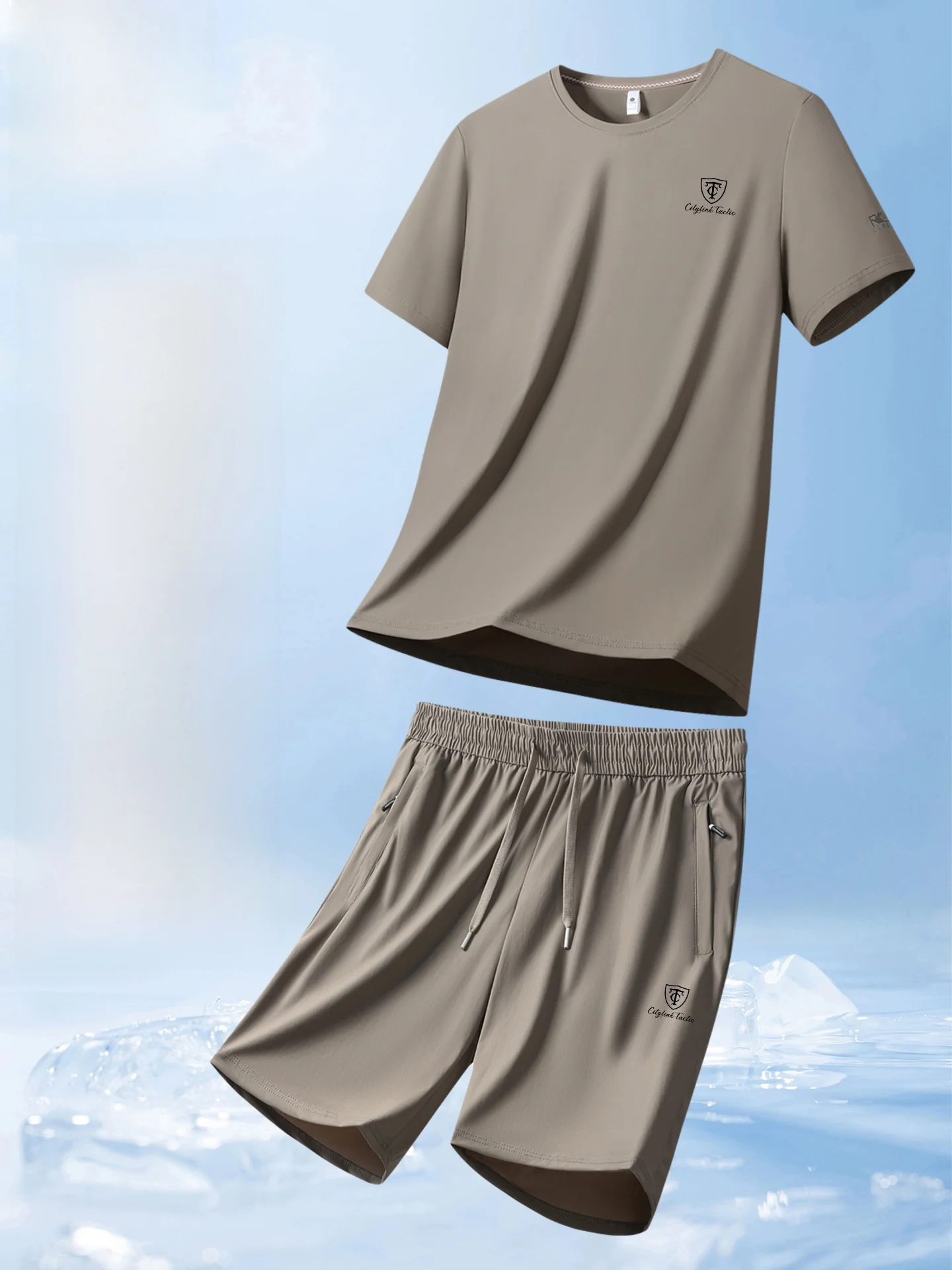 

Lincoln Luxury Ice Silk Casual Sports ort Sve Set Men's Two Piece Fitn Running T-irt Men's orts Summer Season