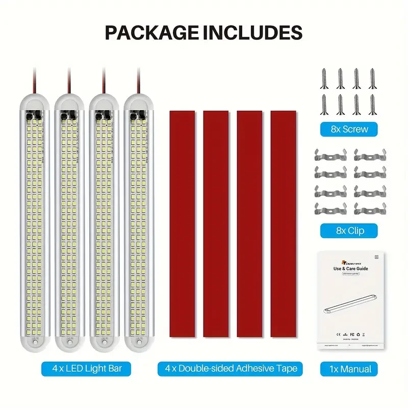 4 Stuks 12V 24V Led Interieur Lichtbalk 120LED Led Strip Kofferbak Lamp Voor Ingesloten Cargo Trailer auto Rv Van Vrachtwagen Vrachtwagen Camper Caravan - afbeelding 1