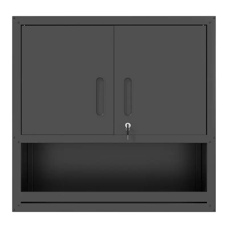 Armadietto portautensili in metallo a parete con anta con chiusura, 1 ripiano e 1 cassetto per garage e ufficio, assemblaggio richiesto