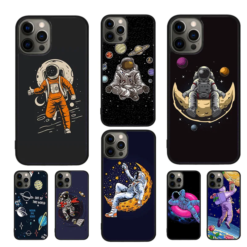 Space Astronaut illustration Mobile Phone Cases Cover For iPhone 16 14 12 13 mini 11 Pro MAX apple 5 6 7 8 Plus SE2020 Coque