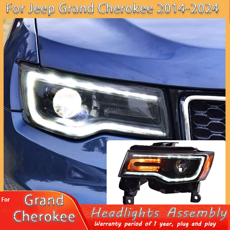 

Автомобильные фары для Jeep Grand Cherokee, 2014-2022, светодиодные проекционные фары, дневные ходовые огни, автомобильные аксессуары wzjoo