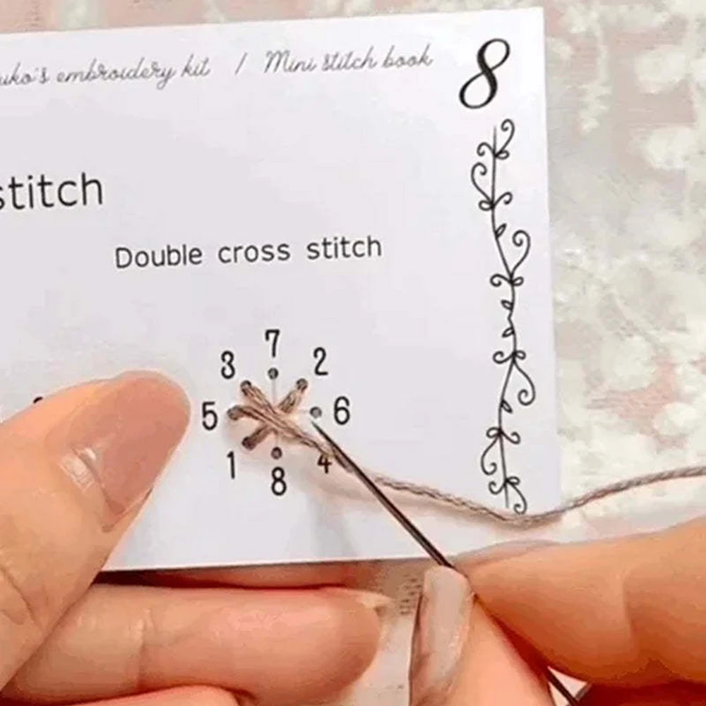 Mini kreatives Nähbuch für Anfänger, Nähfähigkeiten, Kartenhandbücher, handgefertigtes Nähmuster-Set, heben Sie Ihre Nähfähigkeit für die Stickerei an – Detail 2