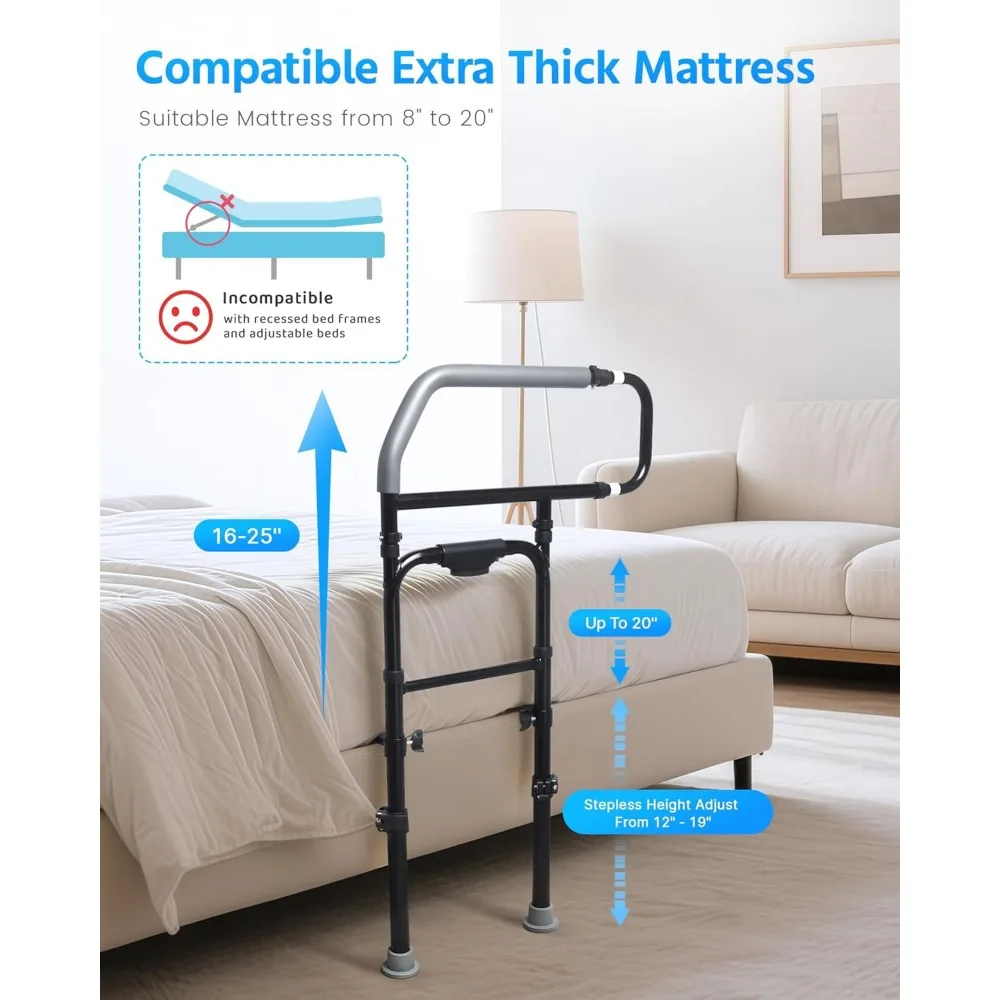 高齢者向け調節可能なベッド安全レール - 高耐久、すべてのマットレスに適合、300ポンドまでサポート