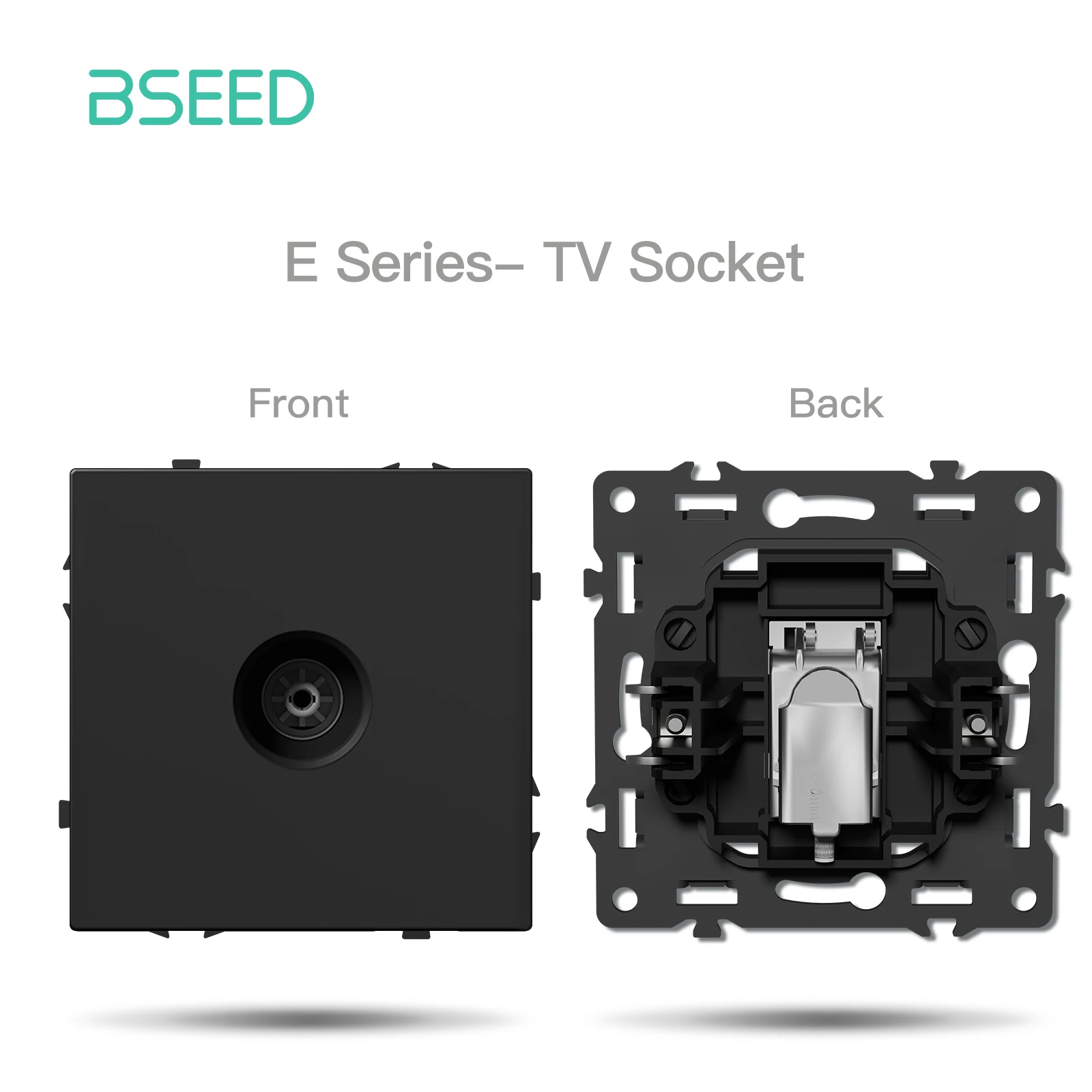 BSEED Tastenschaltermodul USB Telefon Ladebuchse Teile Wandlichtschalter Schlüsseleinsatz Kunststoffrahmen Kombination E-Serie Schwarz 3
