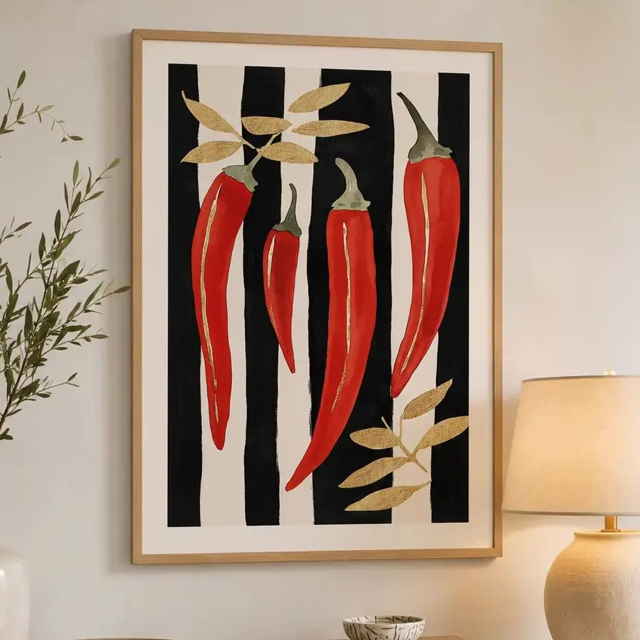 Pepper Parade Poster,Canvas Wall Print,Modern Art Illustration,High‑Grade Home Decoration Artwork for Bedroom,Living Room,Office