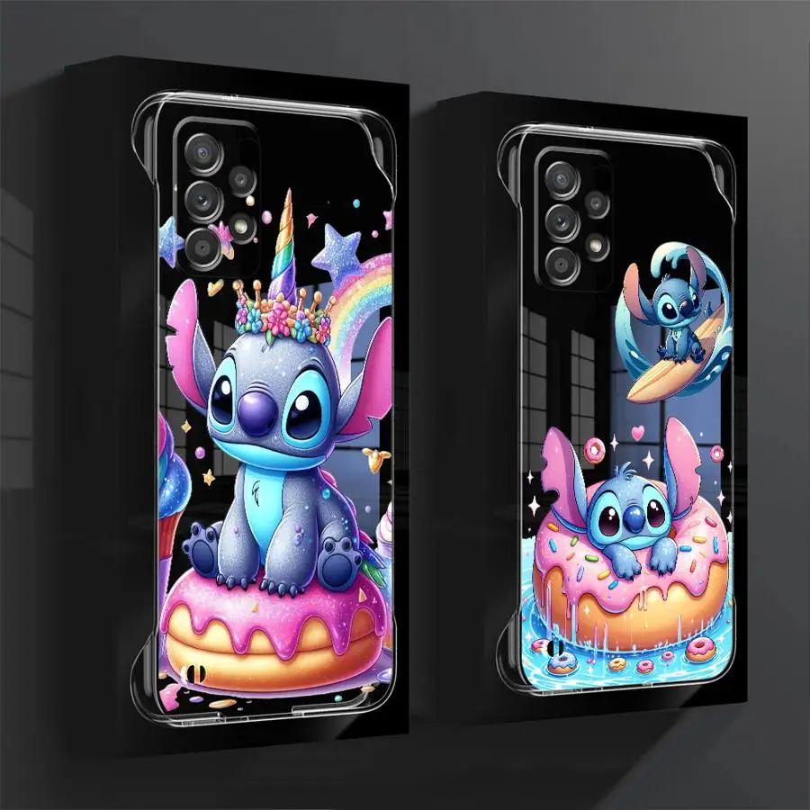 Disney Stitch Donut Phone Case for Samsung Galaxy A13 A23 A51 A14 A15 A24 A33 A34 A52s A53 A54 A55 5G Transparent Cover