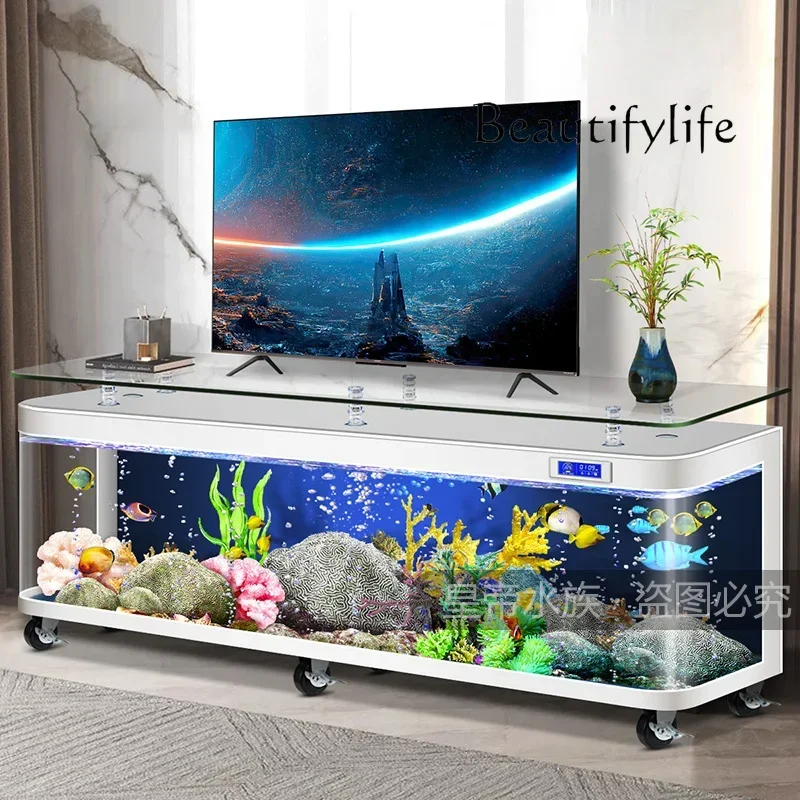 

Coffee Table TV Cabinet Fish Tank Hot Bending Integrated Molding Living Room New Large Floor Aquarium