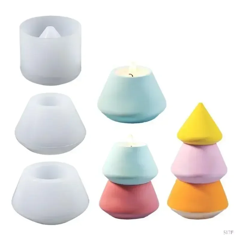 3Pcs Silicone Split Candle Cup Mold for DIY Drip Aromatherapy Candlesticks Gypsum Candle Making Kit